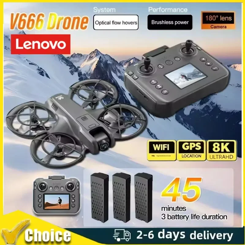 

Lenovo V666 Mini Drone 8K 4K Dual Camera Professional Aerial Drone Intelligent Obstacle Avoidance Brushless RC Quadcopter Toy