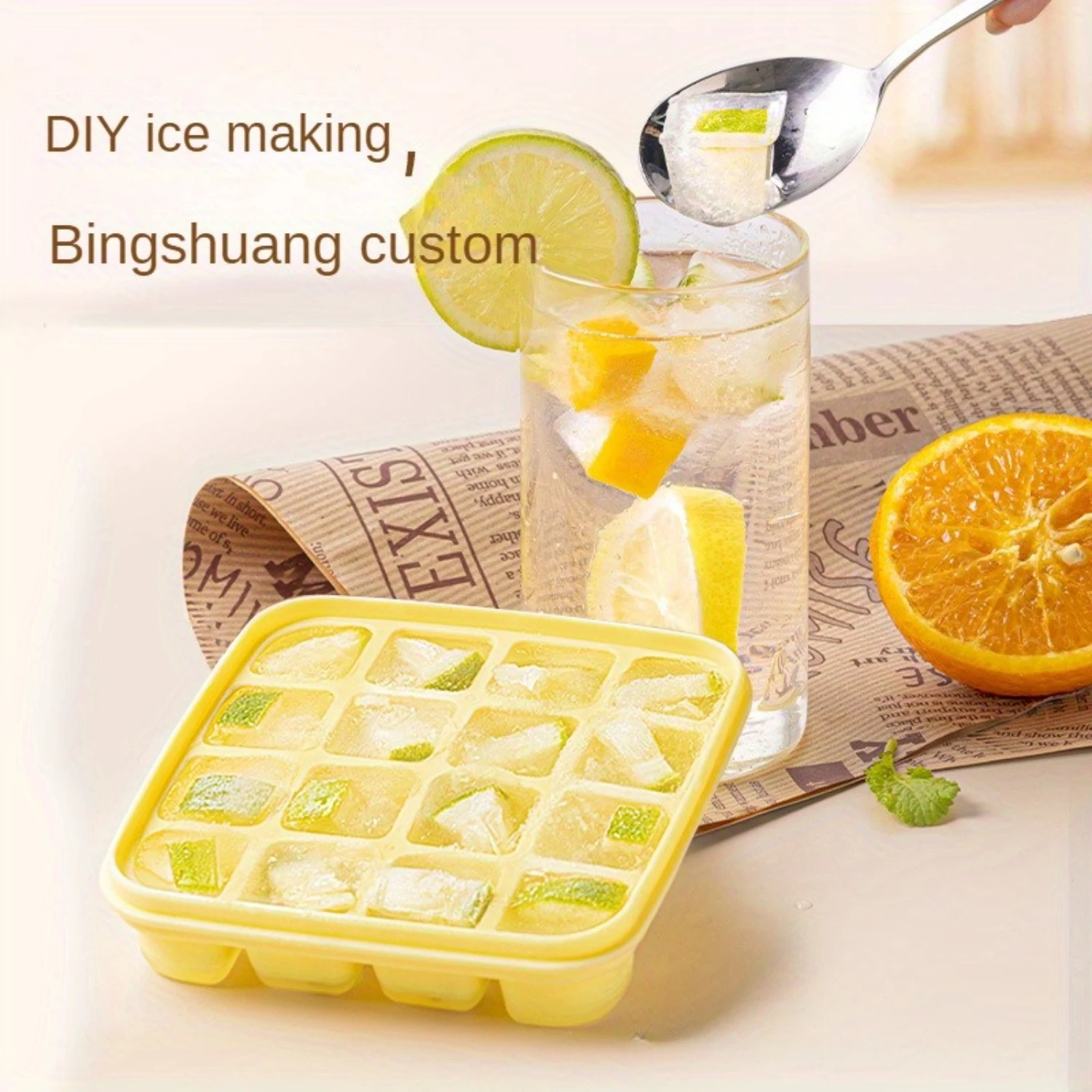 1pc, Ice Cube Mold, Freezer Ice Tray With Lid, Easy To Release Ice Cubes Mold With  Box For Refrigerating Cocktails Whiskey Coff