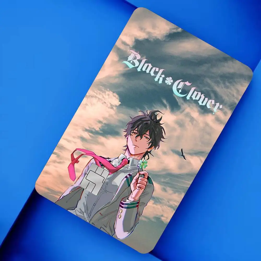 Black Clover Y-Yuno 4pcs 1Set Laser Holographic Sticker Skin Cover for Credit Bank Debit Card