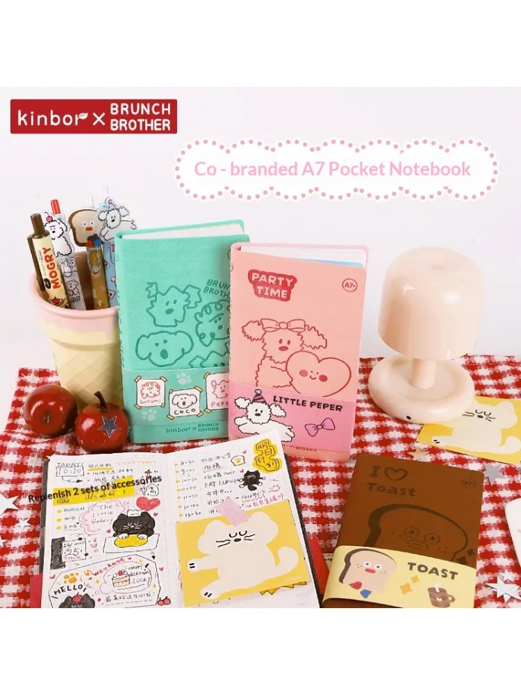 Kinbor × BRUNCH BROTHER A7 Kieszonkowy Notatnik Dziewczęcy Uroczy Kreskówkowy Notes Współmarkowy Elegancki Przenośny Planer Agenda MINI Podręcznik — zdjęcie produktu 7