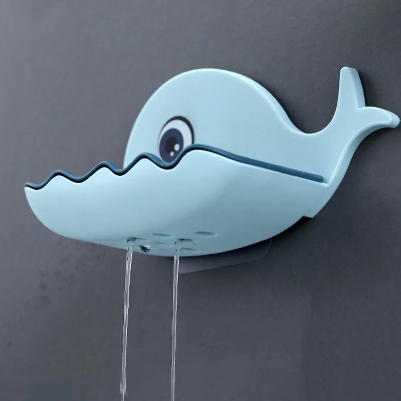 Kids Soap Dish for Bathroom Shower Portable Whale Soap Holder for Children Plastic Sponge Tray Kitchen Bathroom Accessories