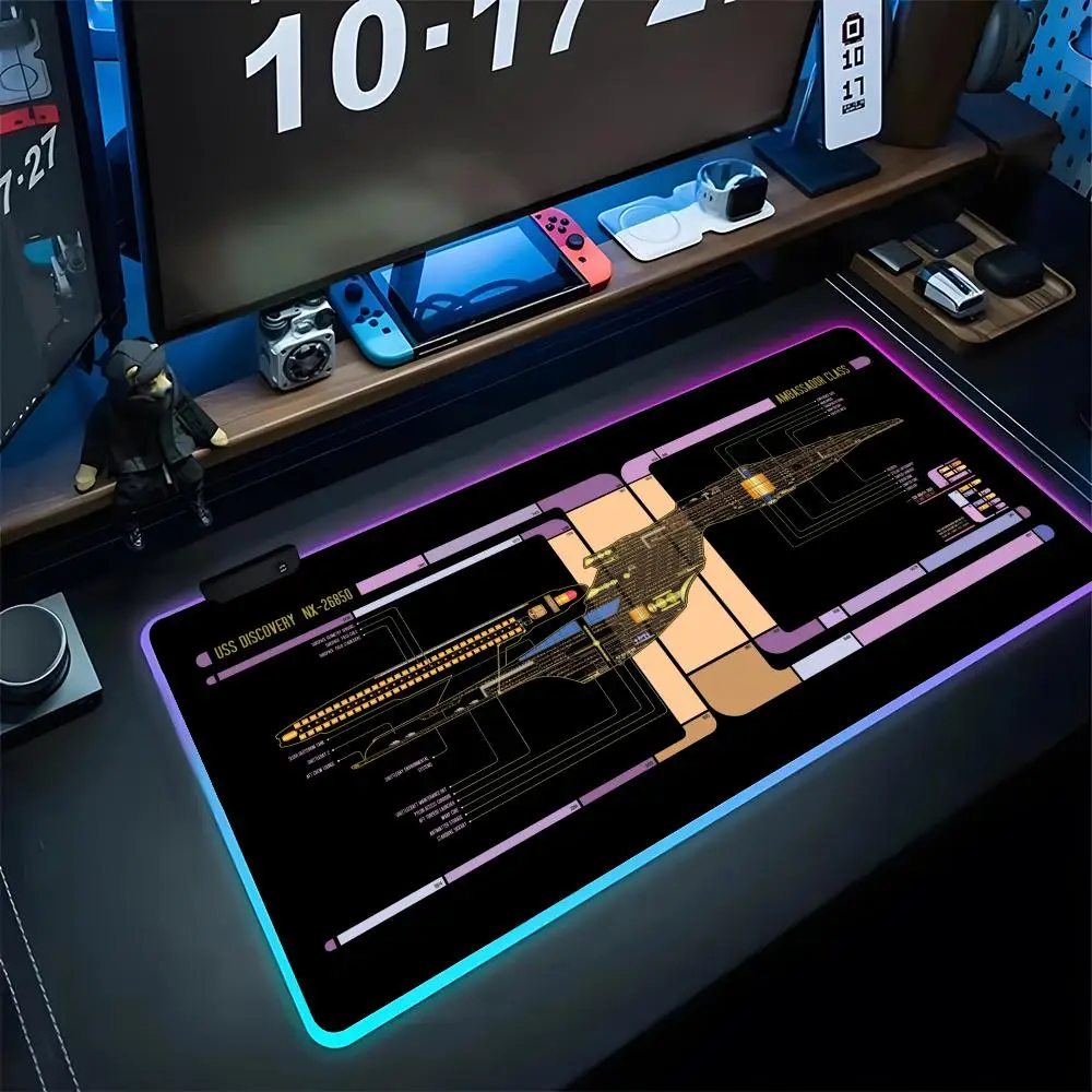 

S-Star T-Trek Starship Blueprint Mouse Pad Simple Gaming Rgb Mousepad Backlit Keyboard Gamer Girl Xxl Laptop Mat Table Pads Desk