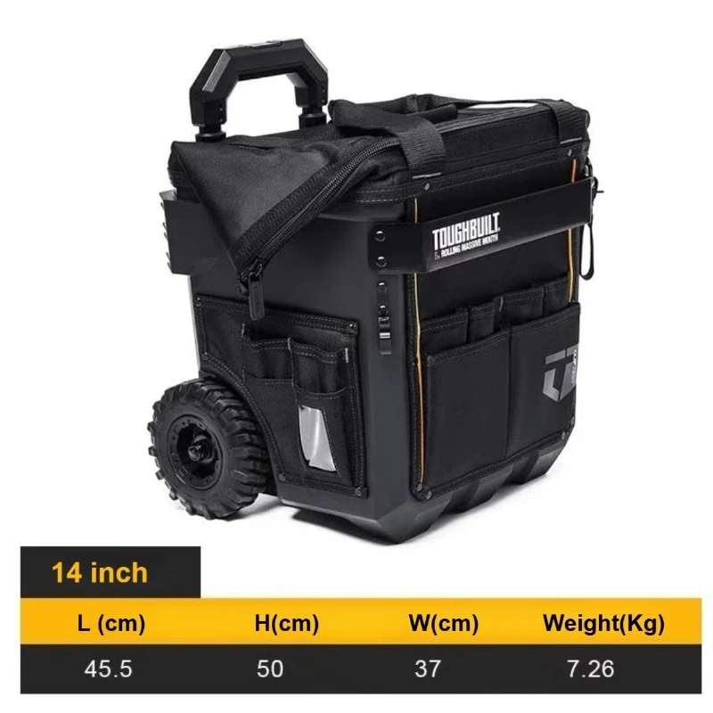 Scatola portaoggetti per attrezzi hardware da 14 pollici/18 pollici, scatola portaoggetti per attrezzi per la lavorazione del legno e installazione elettrica, valigetta trolley per kit attrezzi