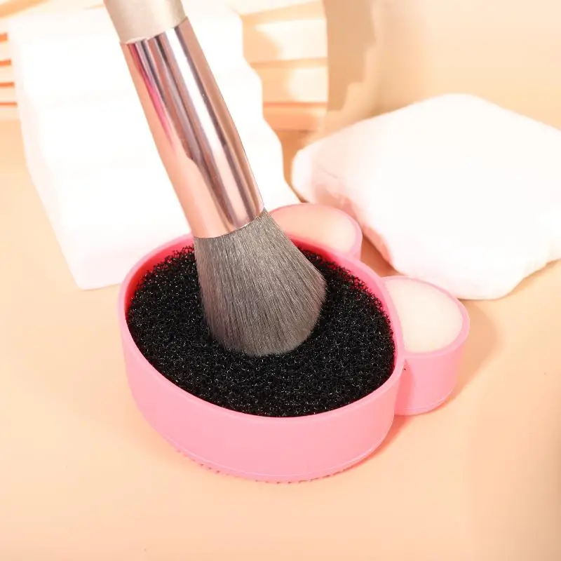 Makeup Brush Cleaning Tool Silicone Cute Portable Bear Shaped Cleansing Comestics Brush Cleaner For Prevent Makeup Residue