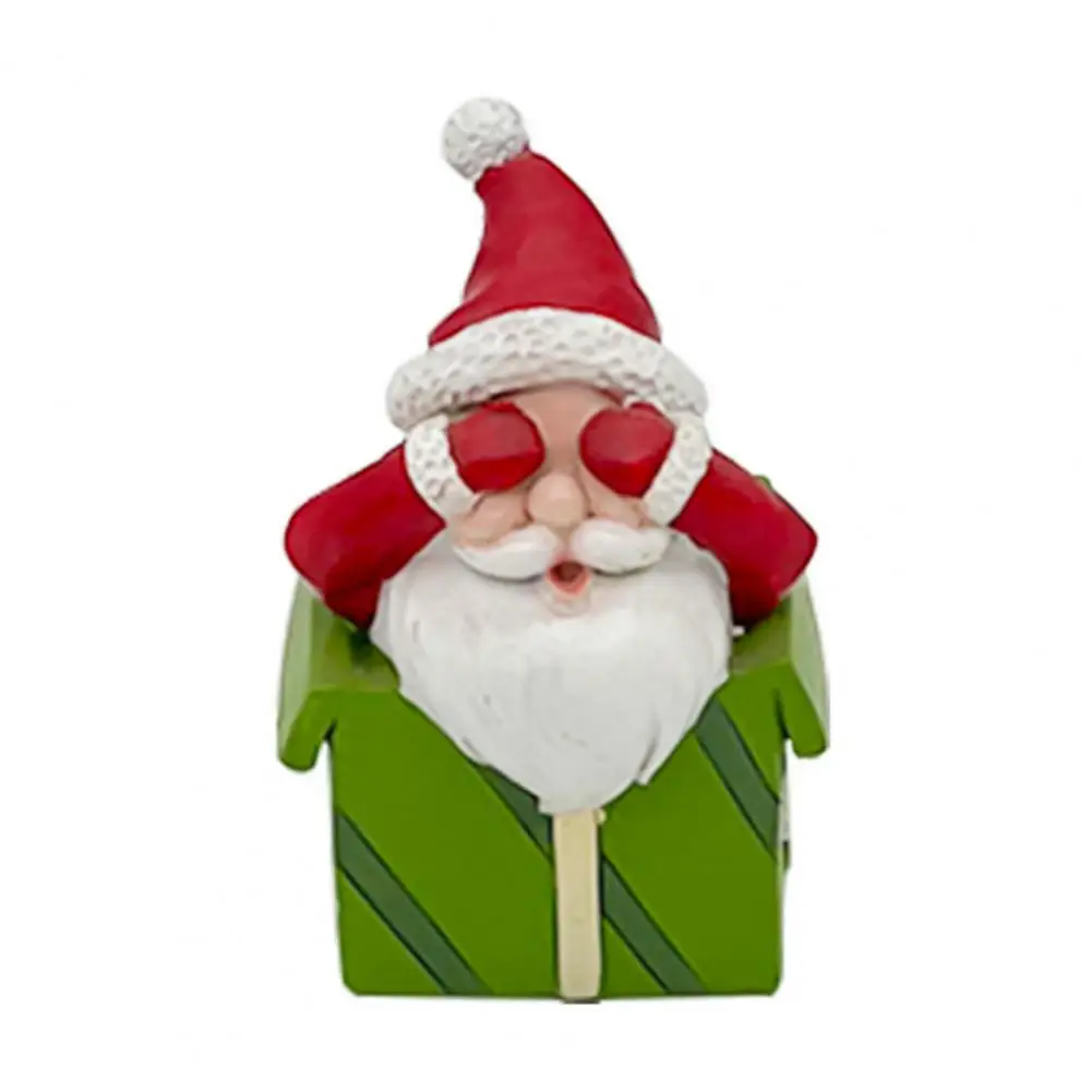 Winter Holiday Ornament 3 Pcs Mini Santa Claus Statues See Hear Speak No Evil Resin Figurines Christmas Table Decorations Home