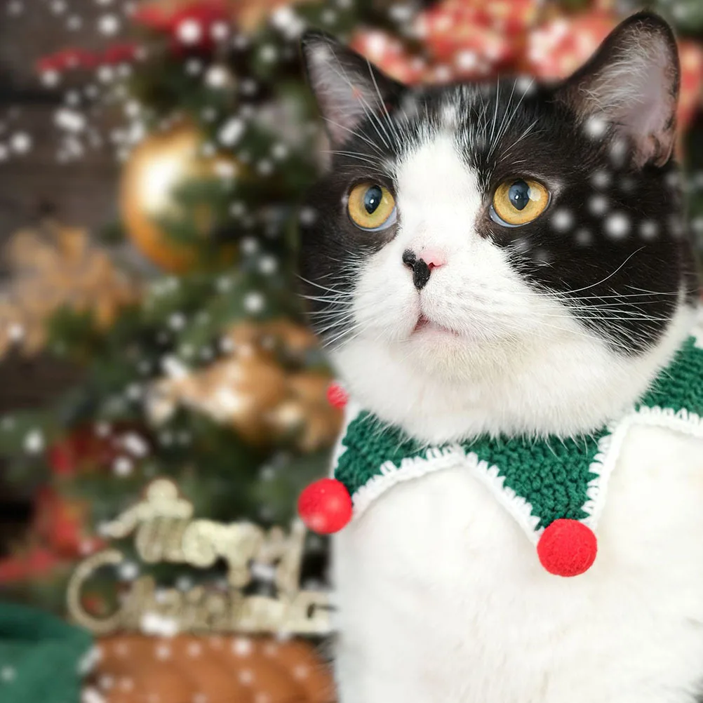 

1pc Christmas Collar Woolen Thread Free Size 5-18Kg For Dogs Cats Xmas Pet Scarf Dog Banquet Decoration Pet Neck