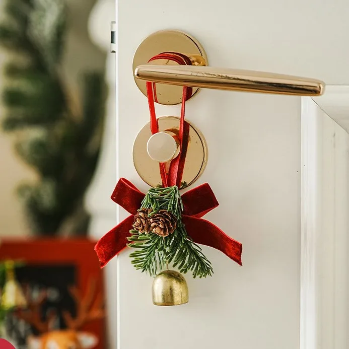 عيد الميلاد جلجل أجراس الباب شماعات القوس الصنوبر مخروط جرس المعلقات لعيد الميلاد الديكور 2026 هدية الكريسماس #3