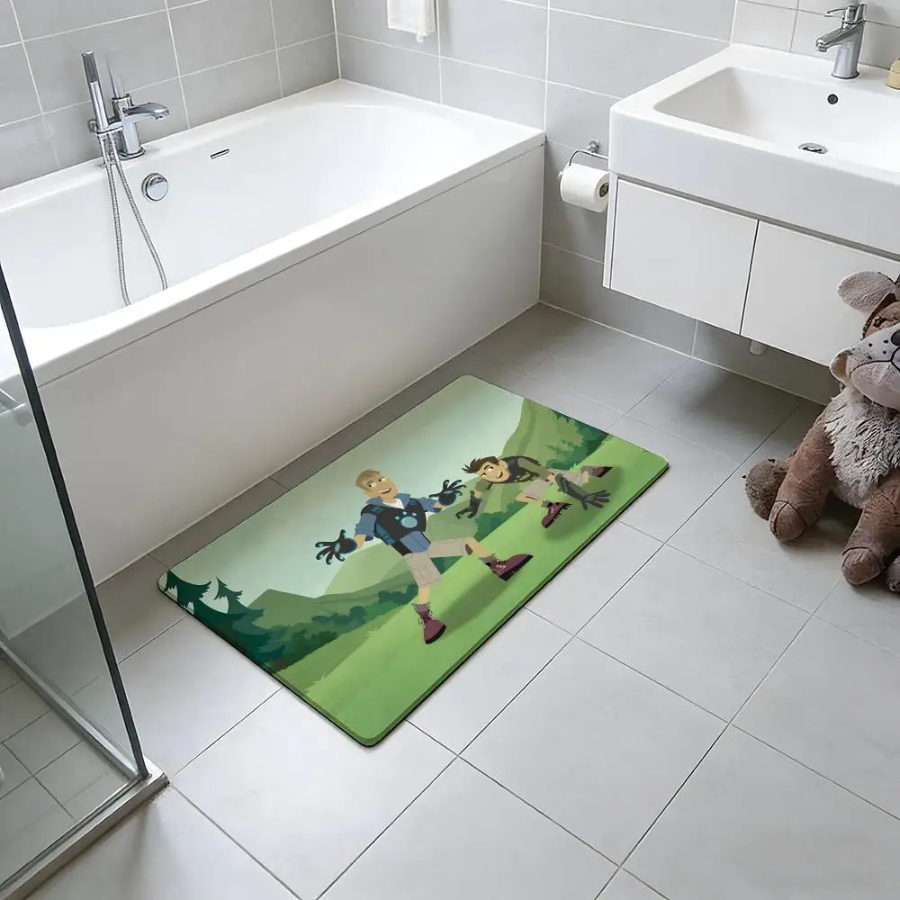 ANIME W-Wild Kratts Floor Mat Absorbent Floor Mat Non-Slip Entrance Rug for Bathrooms Restrooms and Toilets