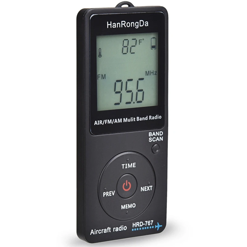 Hanrongda Radio Vliegtuig Band Ontvanger Fm/Air Radio Wereld Band Met Lcd-Scherm Vergrendelen Knop Zak Radio Met Oortelefoon