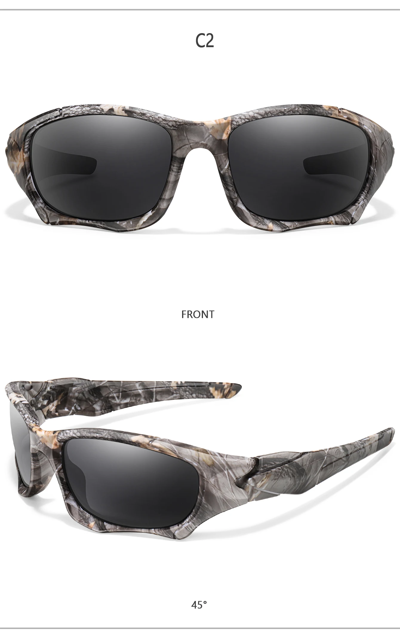 Klassische polarisierte Sonnenbrille für Männer und Frauen, Camouflage-Sonnenbrille mit UV-Schutz für Outdoor-Fahren, Radfahren, Wandern, Angeln – Detail 7