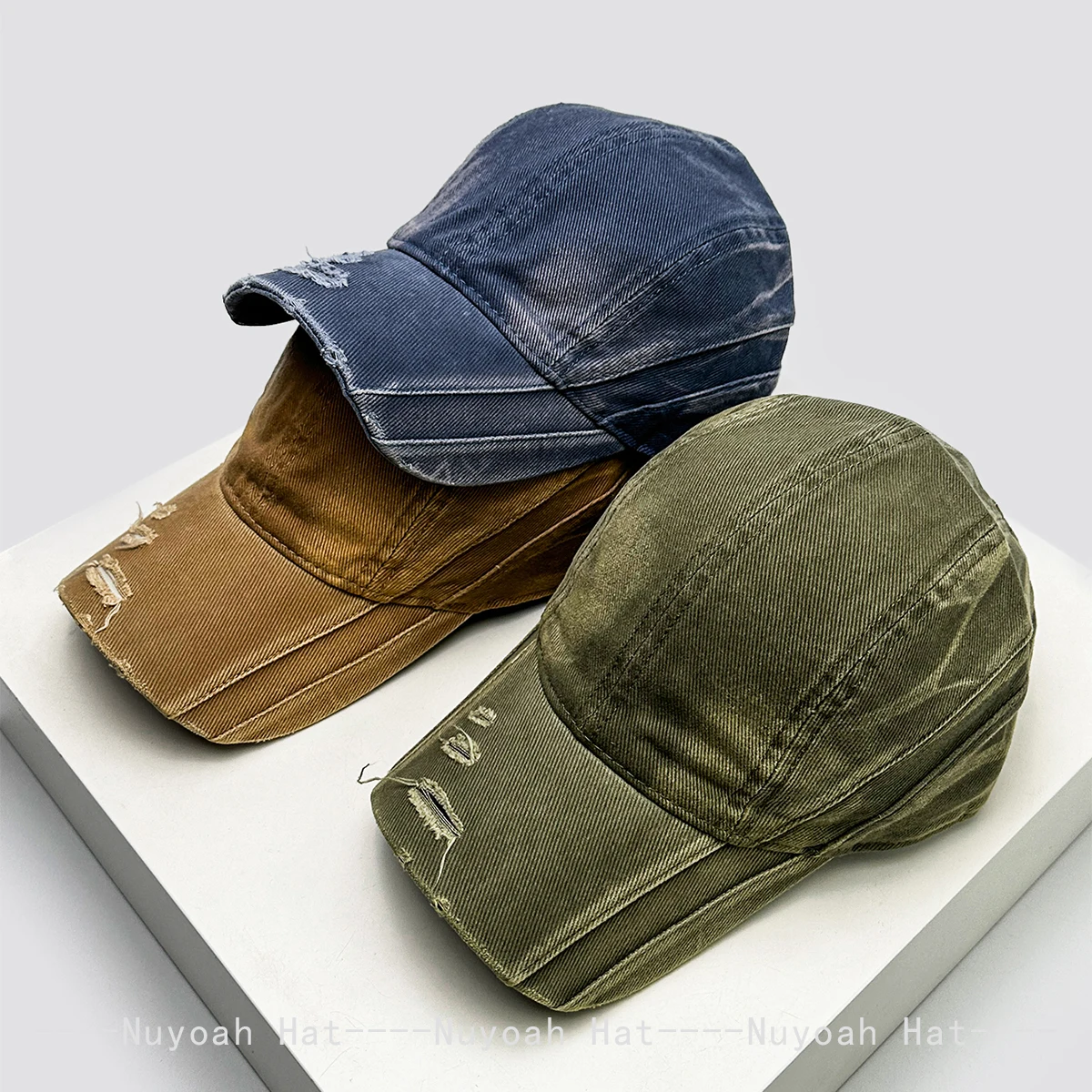 

New Men Women Retro Bandhnu Solid Stripe Baseball Hats Sunshade Personal Versatile Street Peaked Caps Distress Fashion American