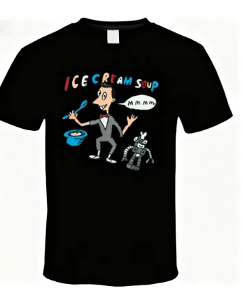 تي شيرت Pee Wee Herman and Conky Ice Cream Soup، طباعة لطيفة، نمط هاراجوكو مريح، قطن خالص بأكمام قصيرة للصيف