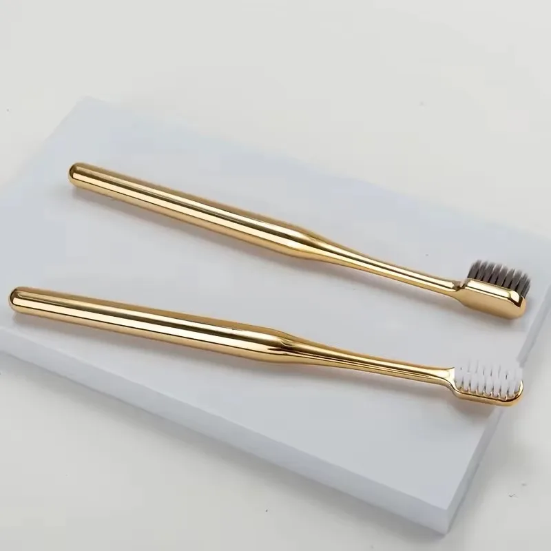1/2/4/8Piece Toothbrush Gold Silver Toothbrush Adult Toothbrush Medium Hard Mane Elegant Shining Toothbrush