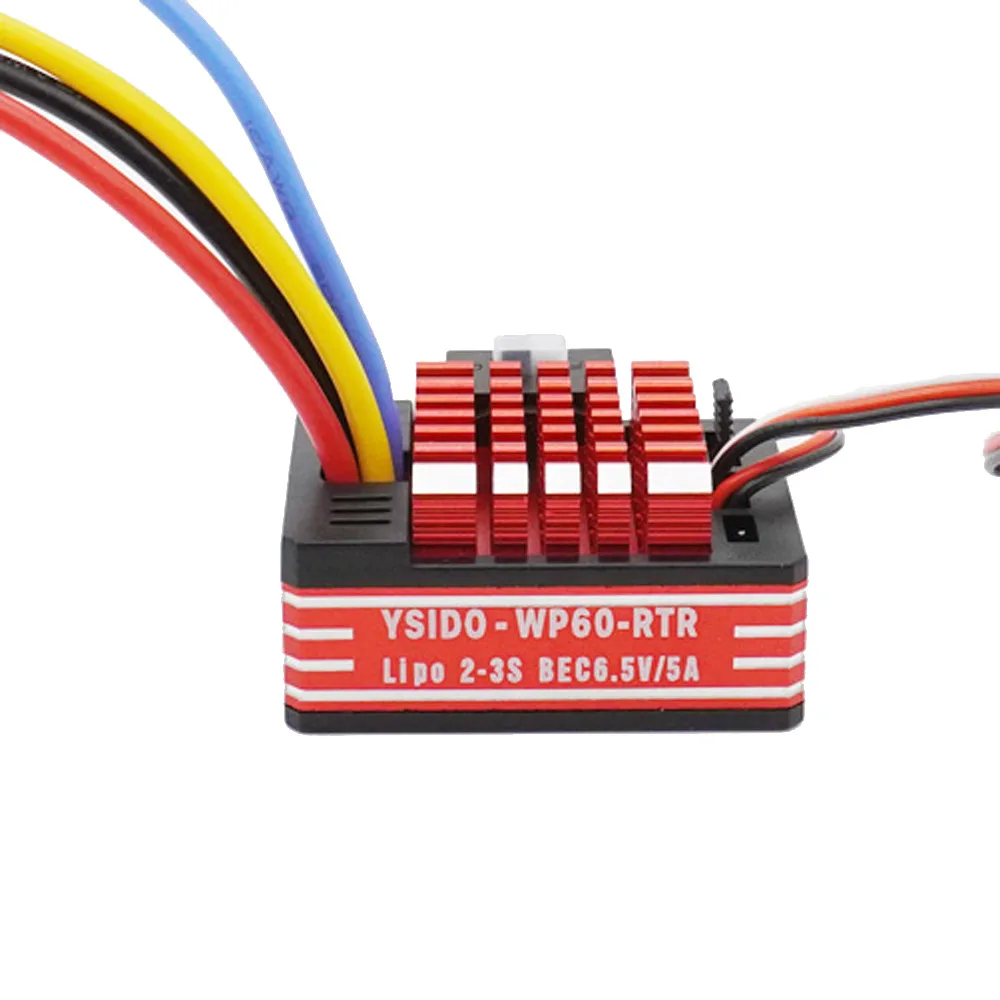 Upgrade YSIDO Waterproof WP60-RTR 60A 1060 Brushed ESC 6.5V/5A BEC Speed Controller for 540 550 Motor RC Vehicles Boat Tank Car