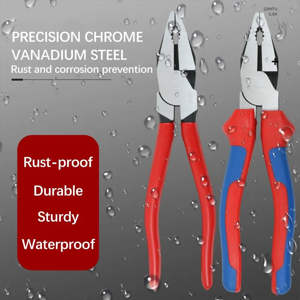 1Pcs Steel Wire Wire Pliers Multi-Functional with Nonslip Handle Electrician Tool Labor-Saving 7/8/9 inch Flat Mouth Pliers