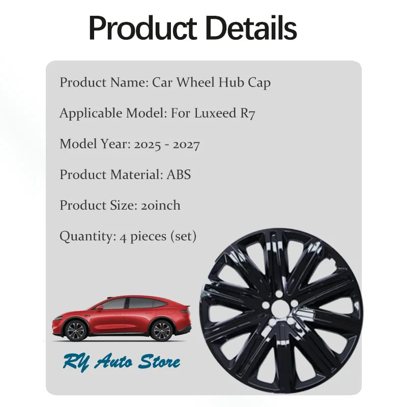 4PCS Car Wheel Hub Cap For Luxeed R7 2025 2026 2027 20inch Matte/Glossy Black Decorative Wheel Tire Pad Modification Guard Cover