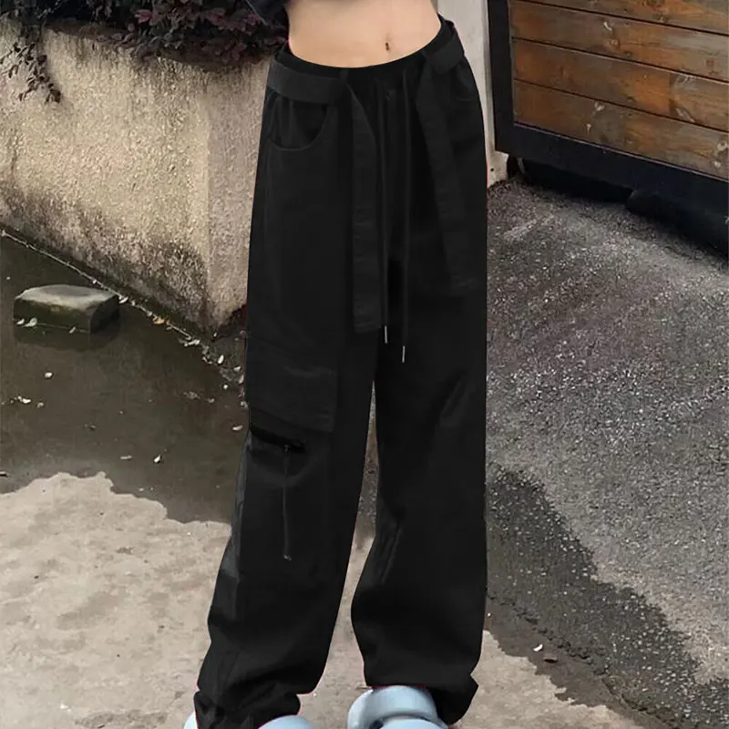 Elegant Fashion Harajuku Slim Fit Female Clothes Loose All Match Casual Pants Solid Wide Leg Pants High Waist Straight Leg Pants