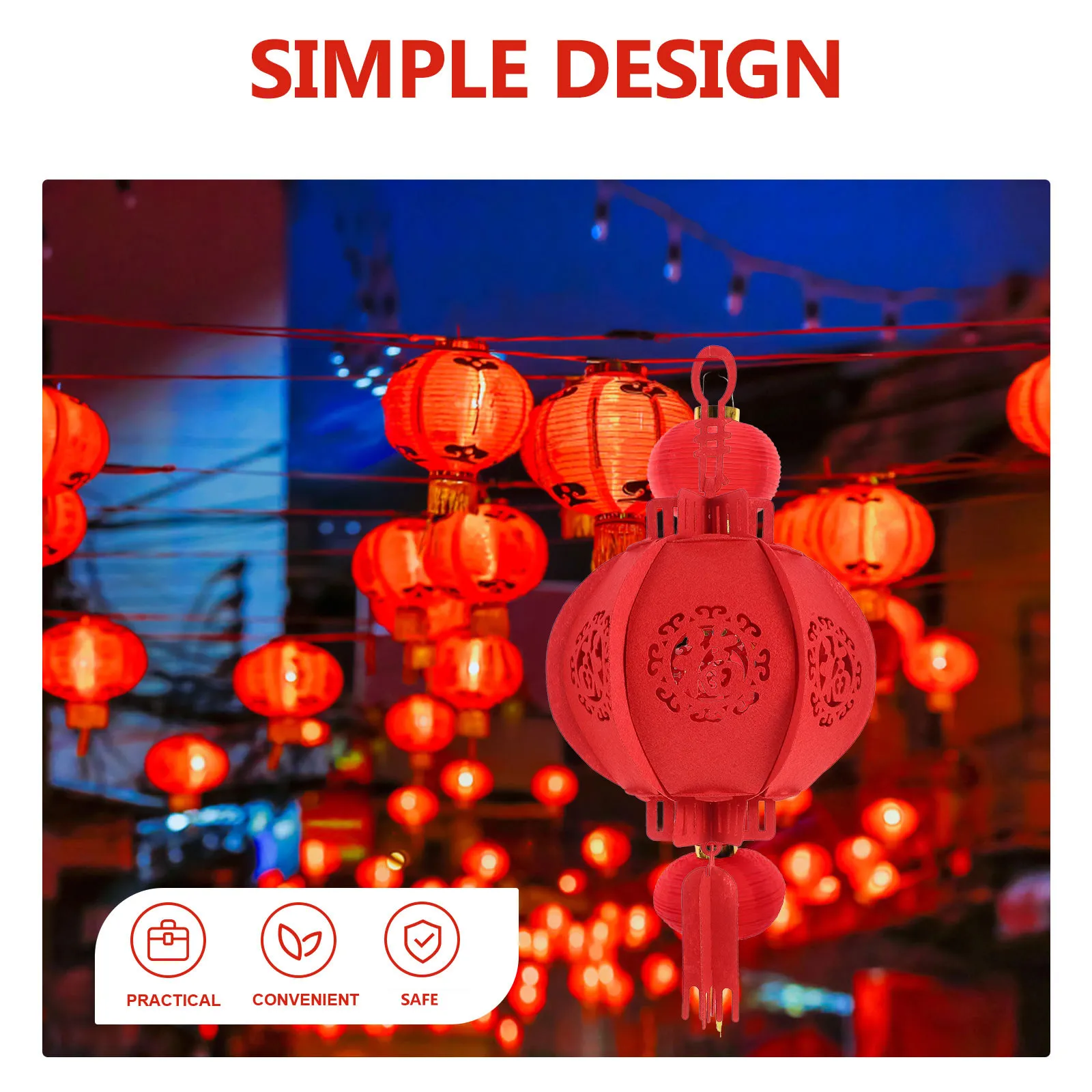 2Pcs Chinese Hanging Lantern Red Hollow Lantern Pendants New Year Decoration Spring Festival Front Door Wall Ornament Festival