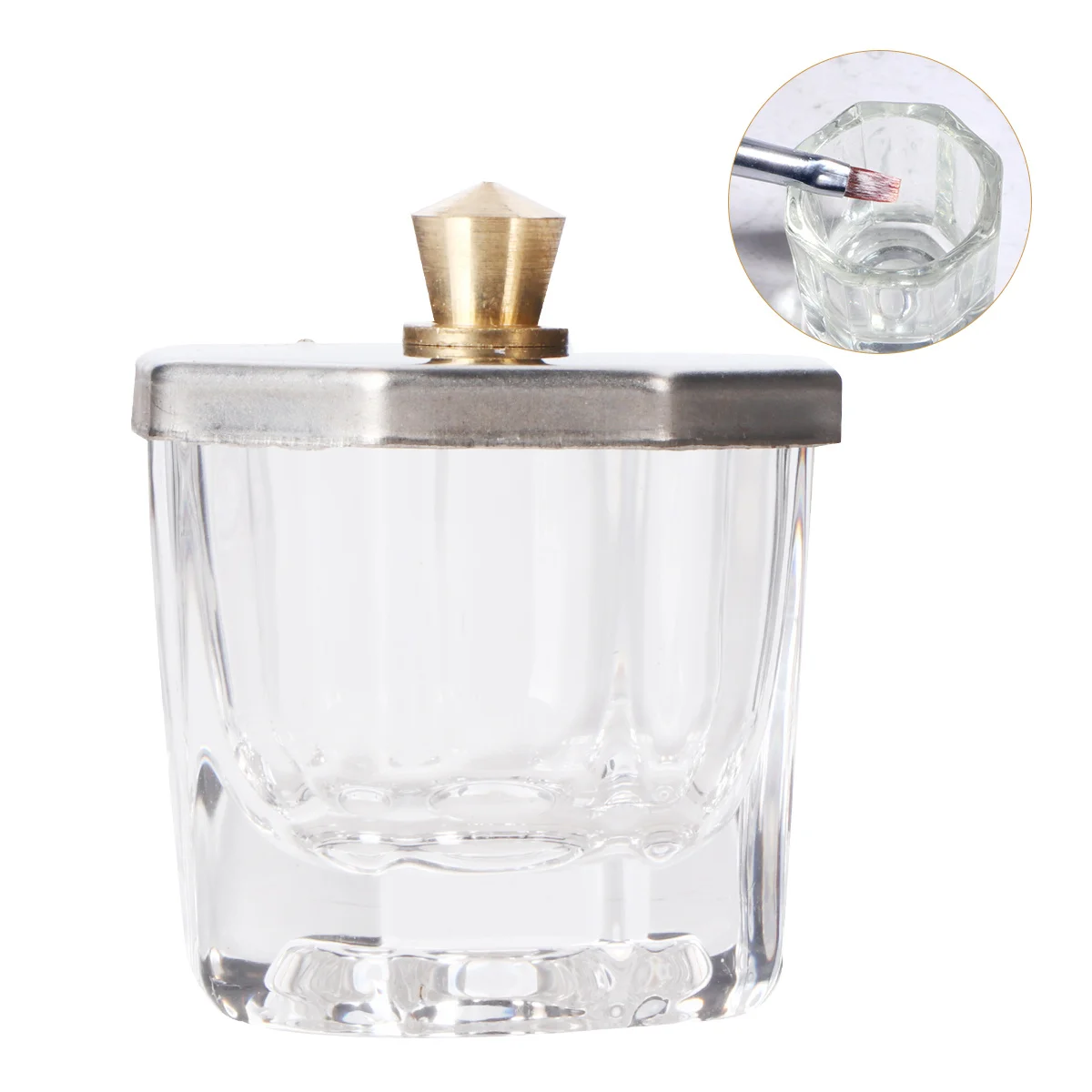 2pcs Crystal Nail Cups With Lids Clear Mini Glass Containers For Acrylic Liquid Powder Mixing Nail Art Tools