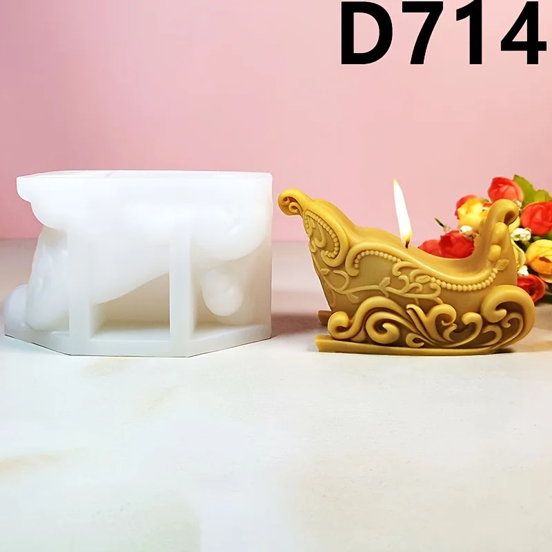 Sleigh Shape Candle Silicone Mold Sleigh Pirate Ship Candle Mould Resin Plaster Cement Concrete Molds Home Decor Christmas gift