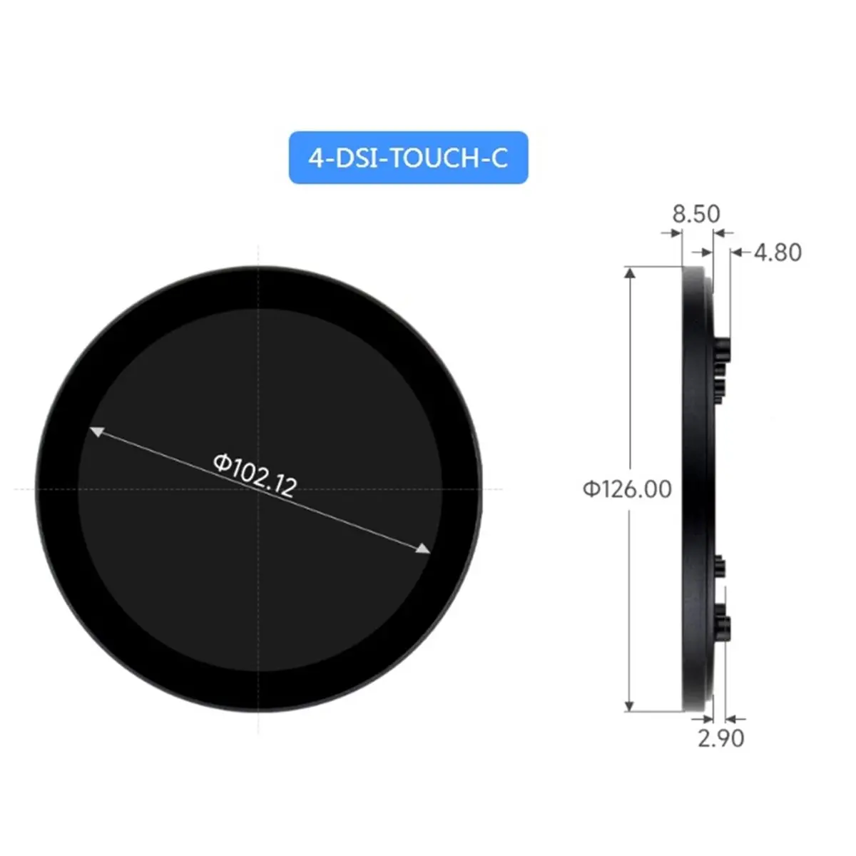 DT(Reliable Quality )D44inch DSI Round Capacitive Touch Display, 720 X 720 Resolution, IPS Display Panel, 10-Point Touch