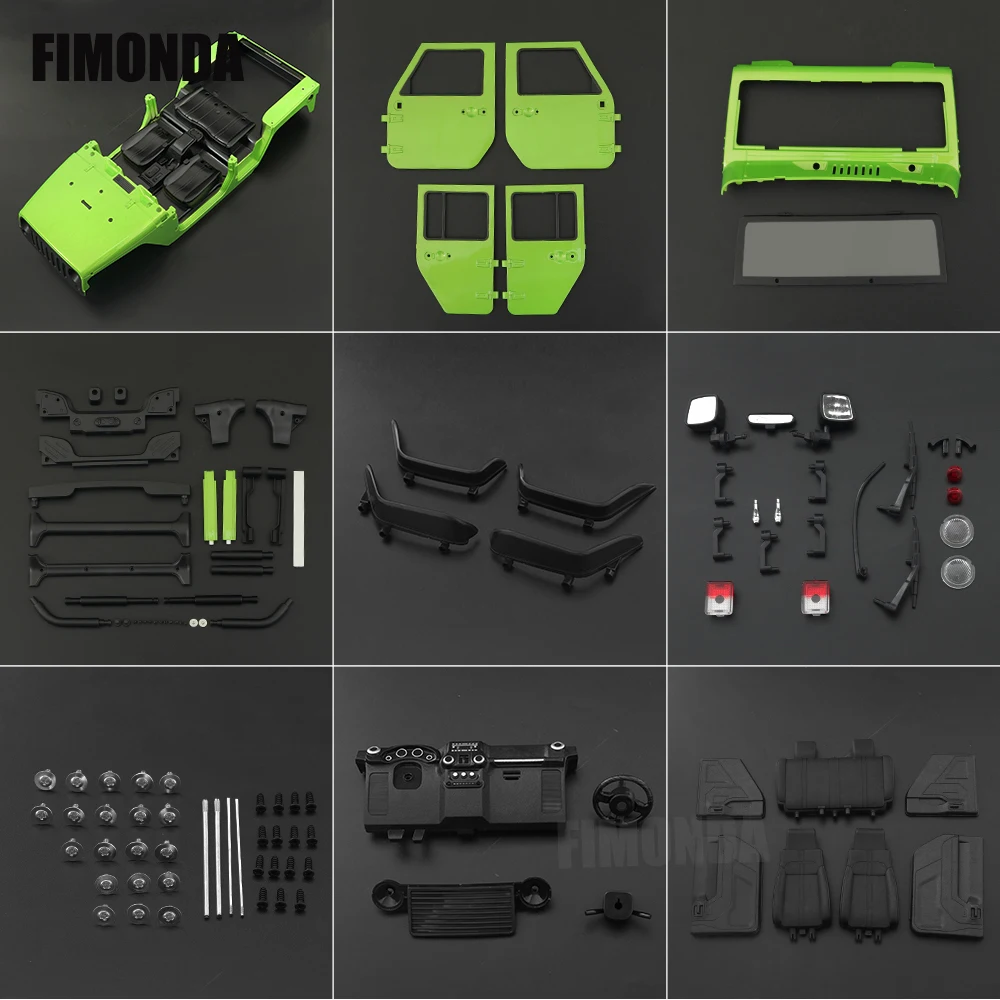 1:10 Scale Wrangler Convertible Hard Body Kit 313mm Wheelbase for 1/10 RC Crawler Axial SCX10 Rubicon TRX4 Redcat GEN8