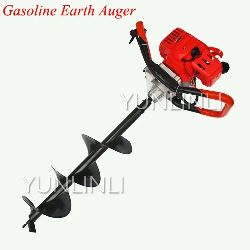 52CC Gasoline Earth Auger With 10cm Drilling Head High Power Two Stroke Gasoline Hole Drilling Machine For Garden Tools