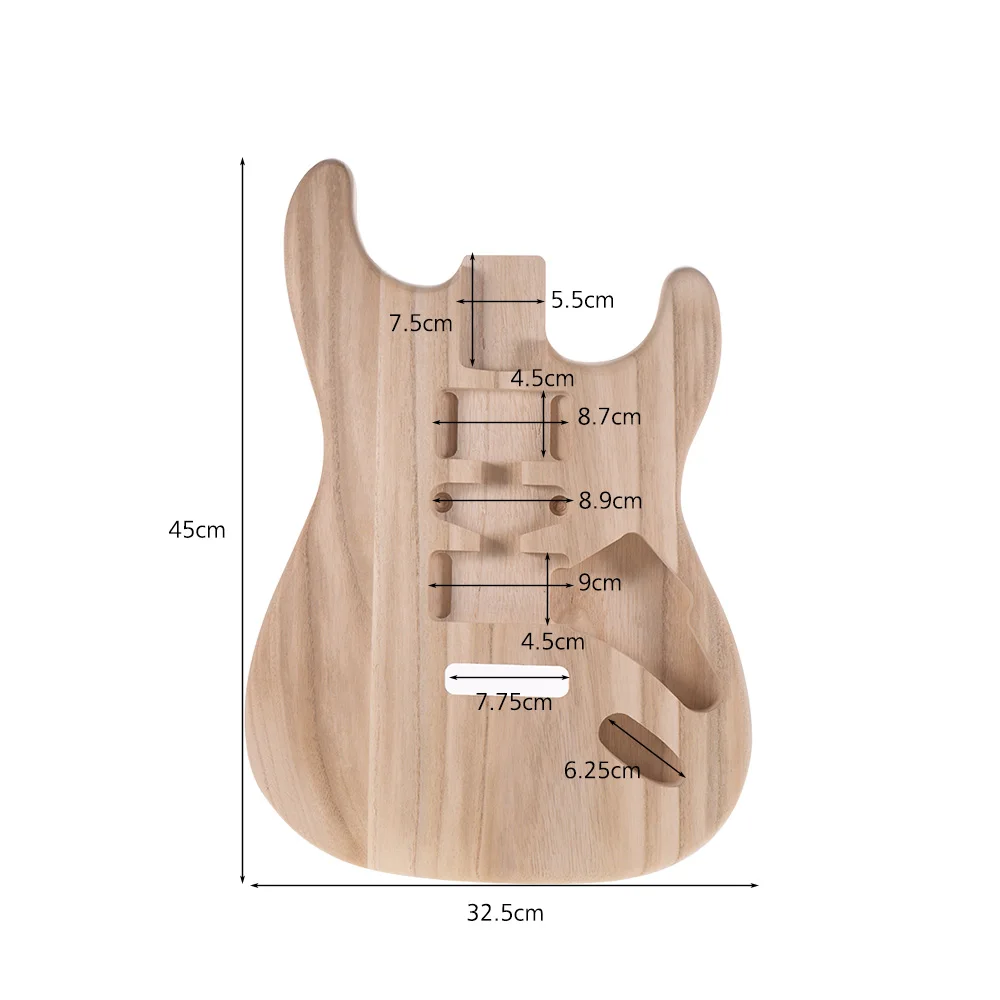 Muslady ST01-TM Unfinished Handcrafted Guitar Body Candlenut Wood Electric Guitar Body Guitar Barrel Replacement Parts