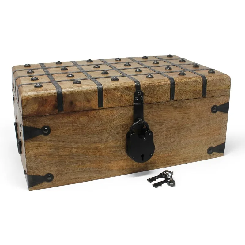 

Cove Treasure Chest Wooden Box with Antique Iron Lock and Skeleton Key (X-Large 17x10x7.5) - Storage and Decor – Pirate