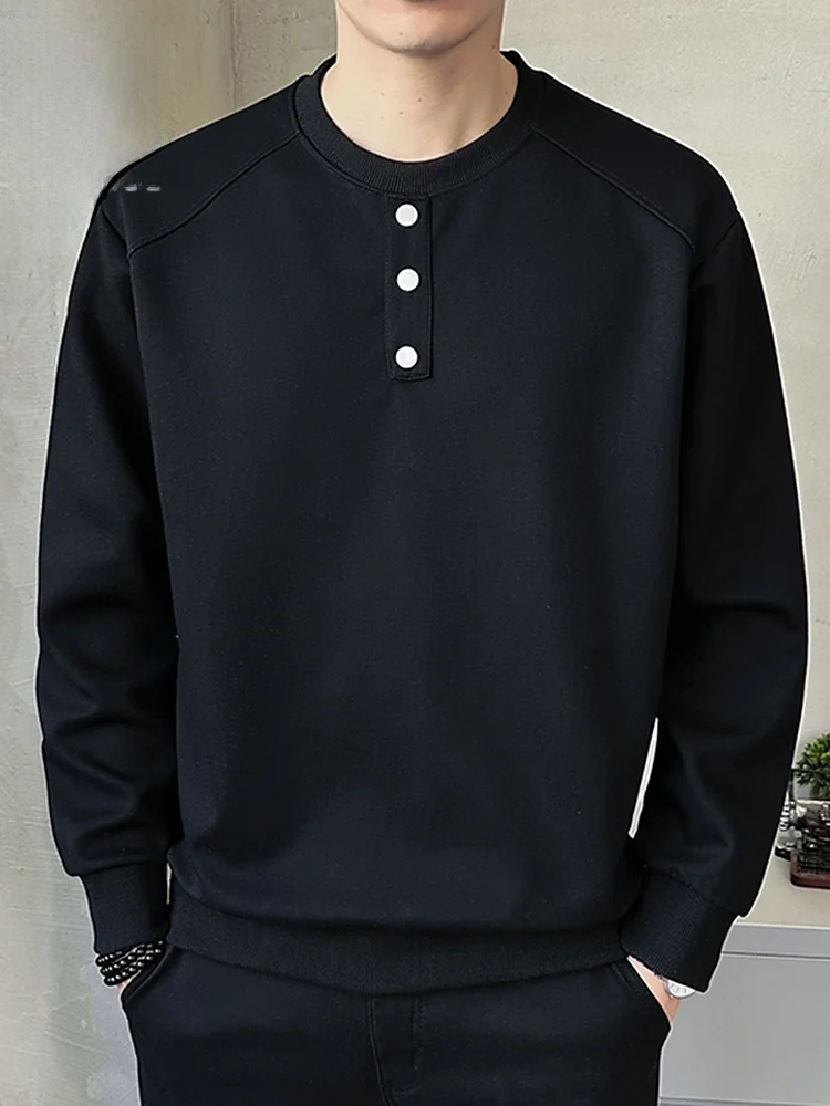 

Мужской свитшот с круглым вырезом, повседневная футболка с длинным рукавом, весна 2026, в стиле ретро, американский базовый слой, футболка-лонгслив