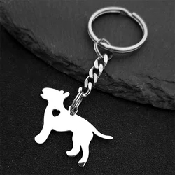 Bull Terrier Pet Dog Love Heart Stainless Steel Key Chain for Women Men Silver Color Keychain Keyring Jewelry porte clef K1345S1