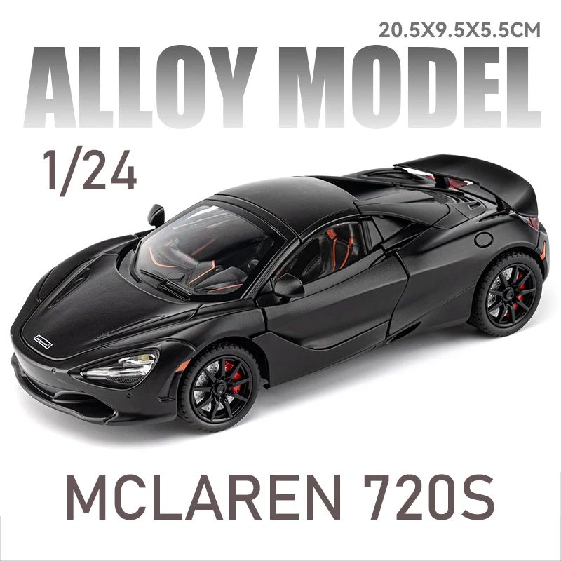 1/24 Schaal 720S Racing Sportwagen Legering Model Speelgoed Diecast Voertuig Metaal Fast Furious Sound Licht Verzamelen Kid verjaardagscadeau Deco