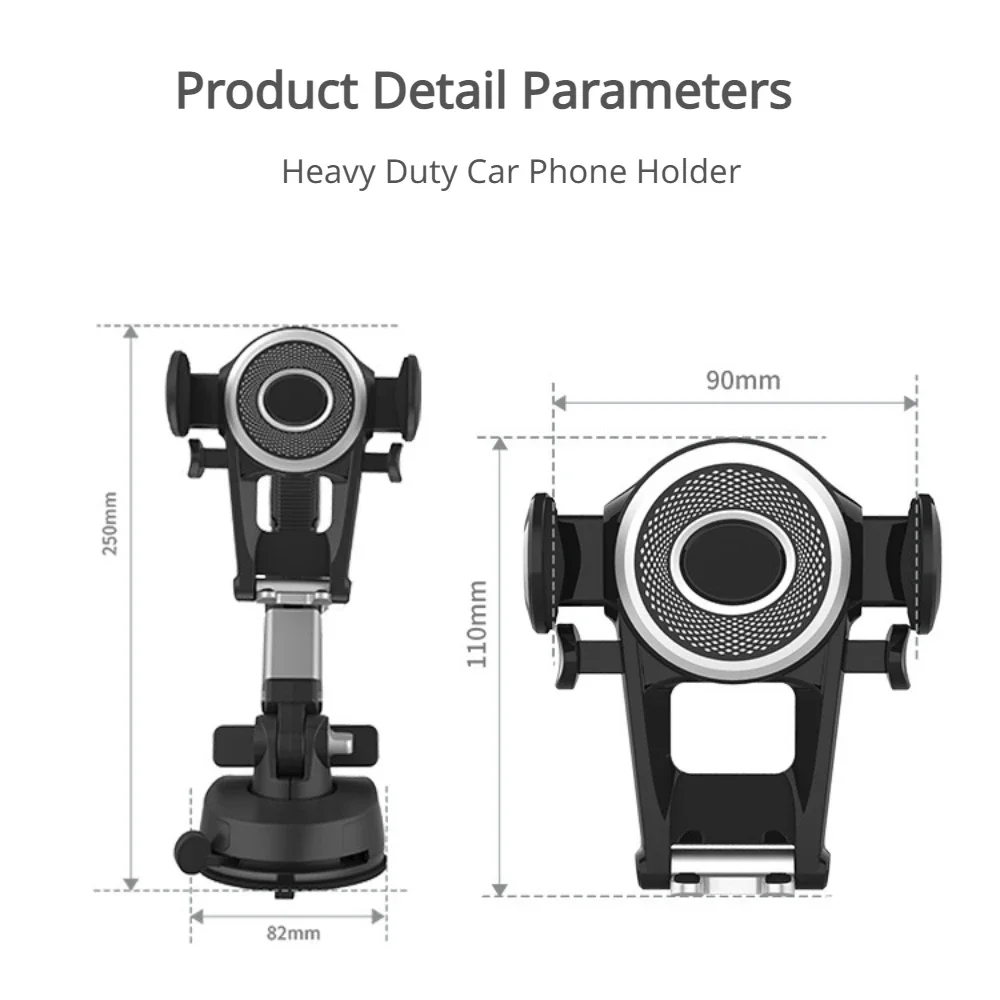 Heavy Duty Phone Mount for Car Windshield Dashboard Long Arm Suction Cup Phone Stand Holder 4.7-6.8inch Smartphone GPS Mount