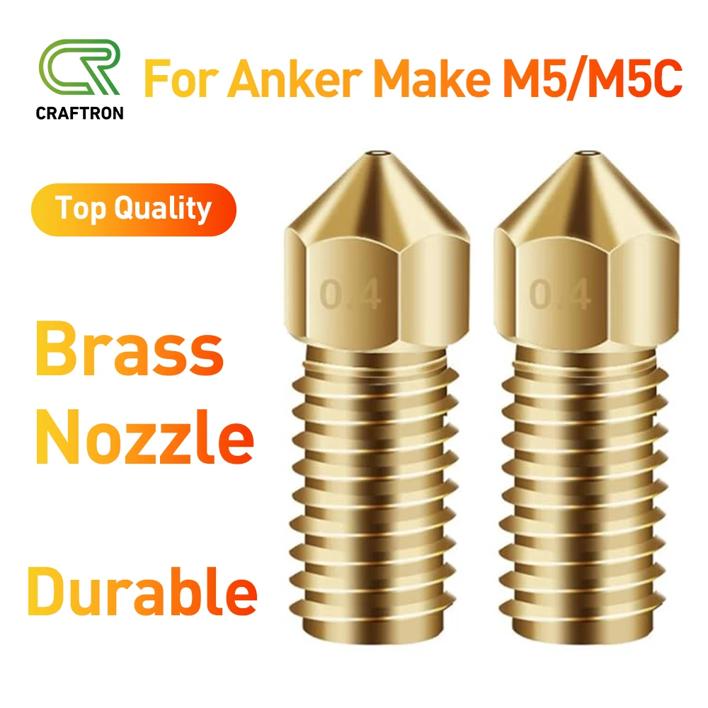 AnkerMake M5 Upgrade Brass Nozzle 0.4mm M6 Threaded Nozzles Durable Wear Resistance for 1.75mm Filament M5/M5C 3D Printer