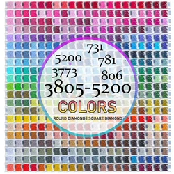 2000pcs Diamond Painting Square Round 3805-5200 Colors Drills Rhinestone Beads Stone Gem Backup Cross Stitch Accessory Wholesale