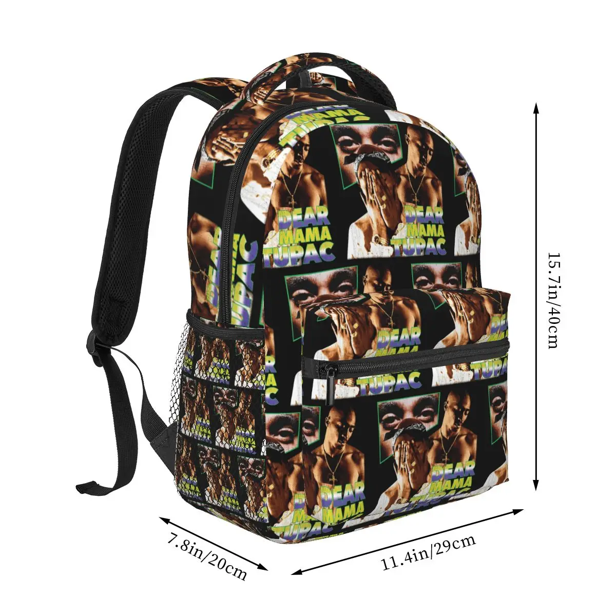 Tupac Amaru Shakur 2Pac Dear Mama Photos Student Backpack School Bag Hiking Travel Daypack for Boys Girls Bookbag Shoulder Bags