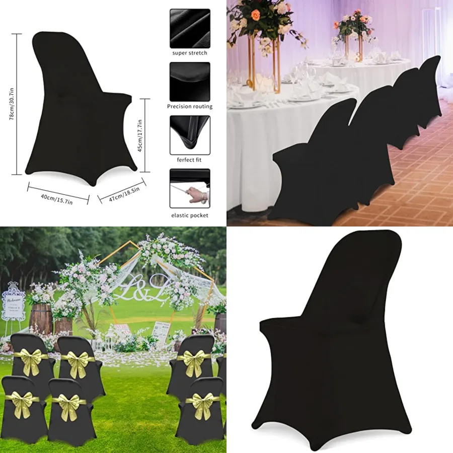 

Stretch Spandex Folding Chair Covers Universal Fitted Chair Cover Protector for Wedding, Party, Banquet, Holidays, Celebration,