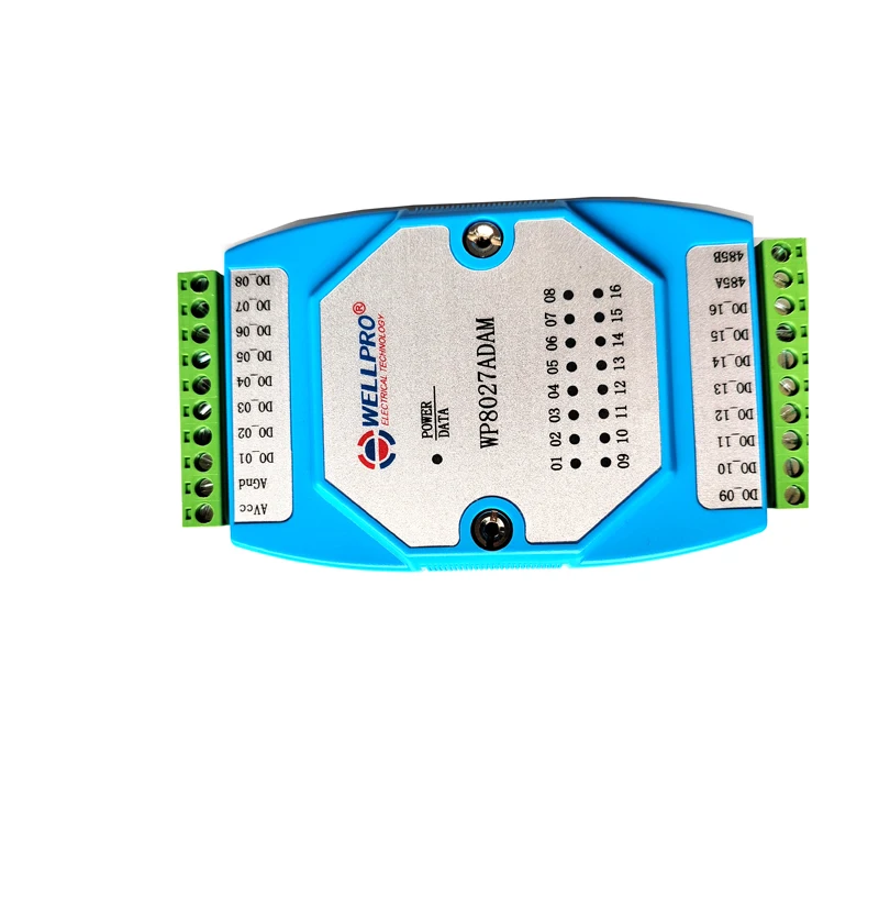 Módulo de saída digital wp8027adam 16do, optoacoplador isolado, comunicações rs485 modbus rtu
