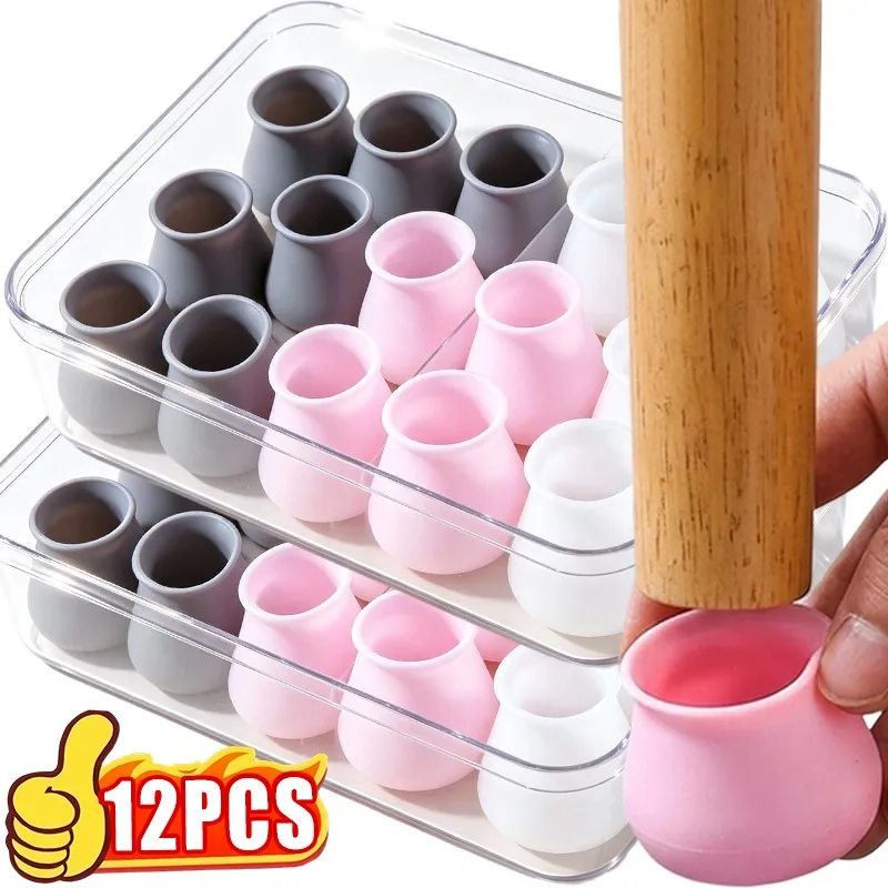 1/12Pcs Non Slip Silicone Furniture Leg Pads Chair Floor Protectors Anti Scratch Table Feet Covers Noise Reduction Cushion Caps