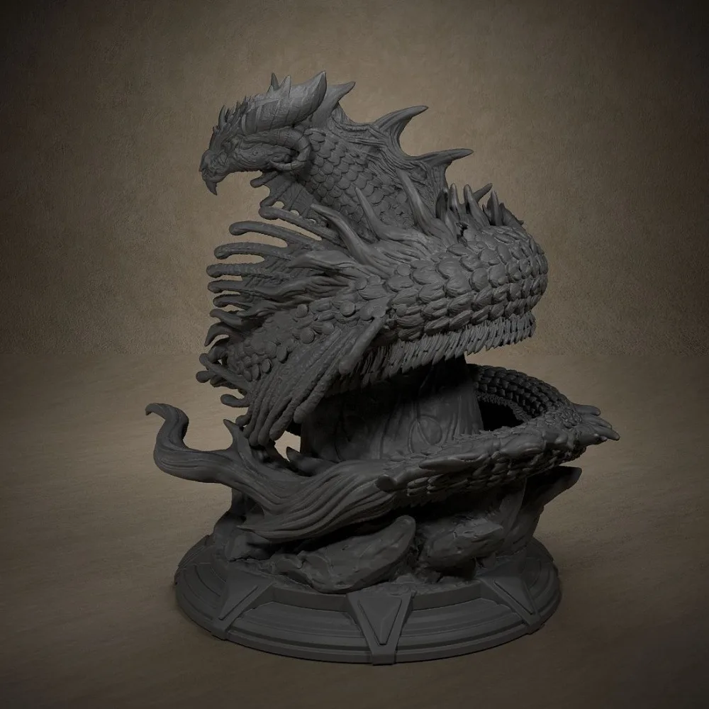 70mm East Loong Dragon God Beast DIY Coloring Fiurines Painting Miniatures Resin White Model Decoration Ctafts