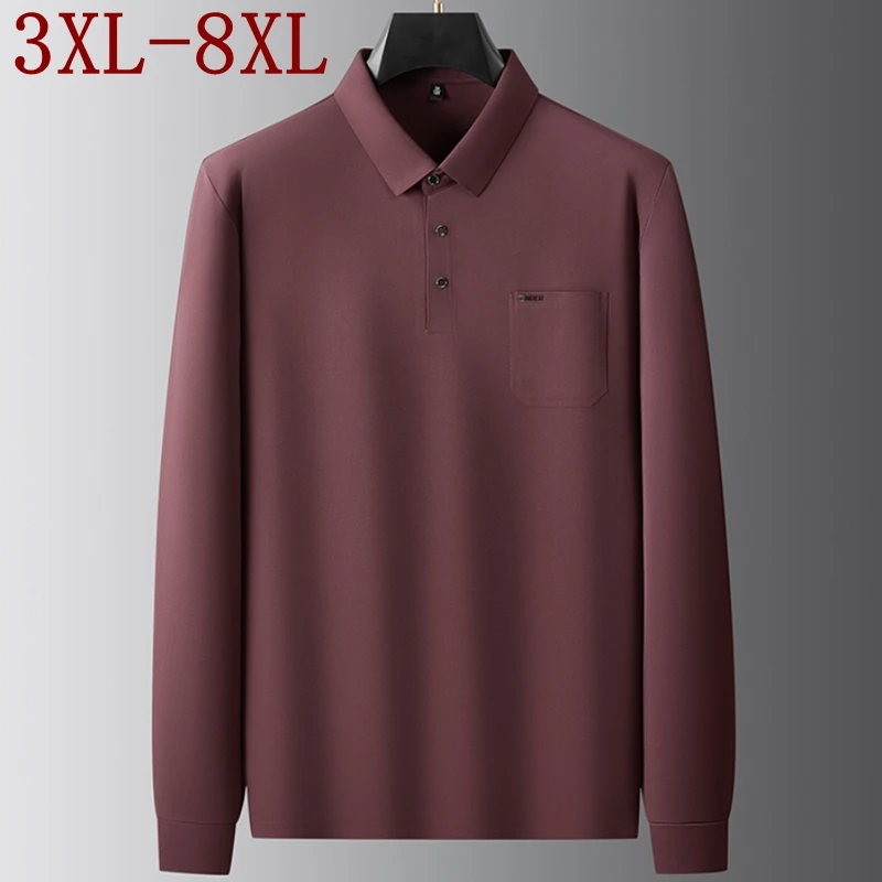 

8XL 7XL 6XL 2025 Новый дизайн Высококачественная роскошная рубашка поло Мужские топы Повседневные мужские рубашки с карманами и длинными рукавами с лацканами Футболки Homme