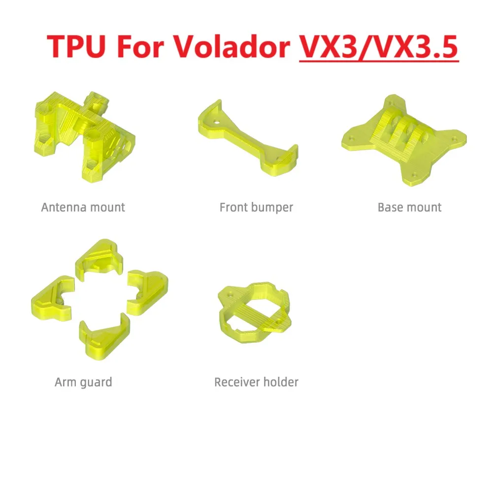 FlyFishRC 3D Printed Volador VX3/3.5 Frame TPU Part Set Compatible with 3-3.5 inch Volador frames for LongRange FPV Racing Drone