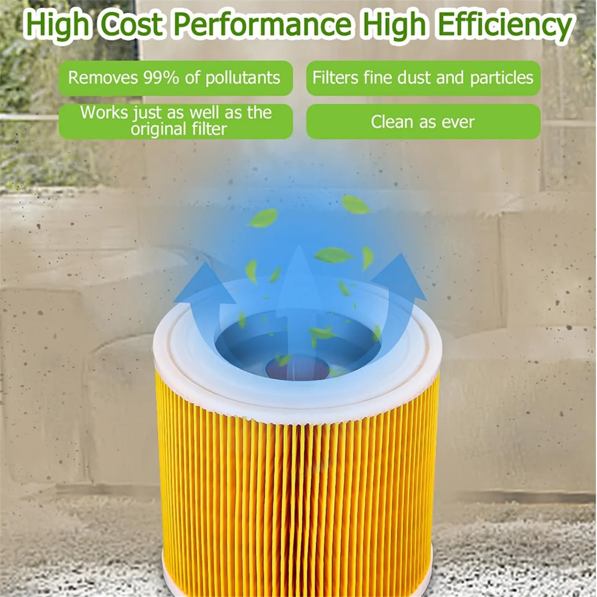 2Pcs Cartridge Filter for Karcher Vacuum Cleaner WD3 Premium WD2 WD3 WD1 MV3 MV2 WD 3 P Extension Kit Against Fine Dust