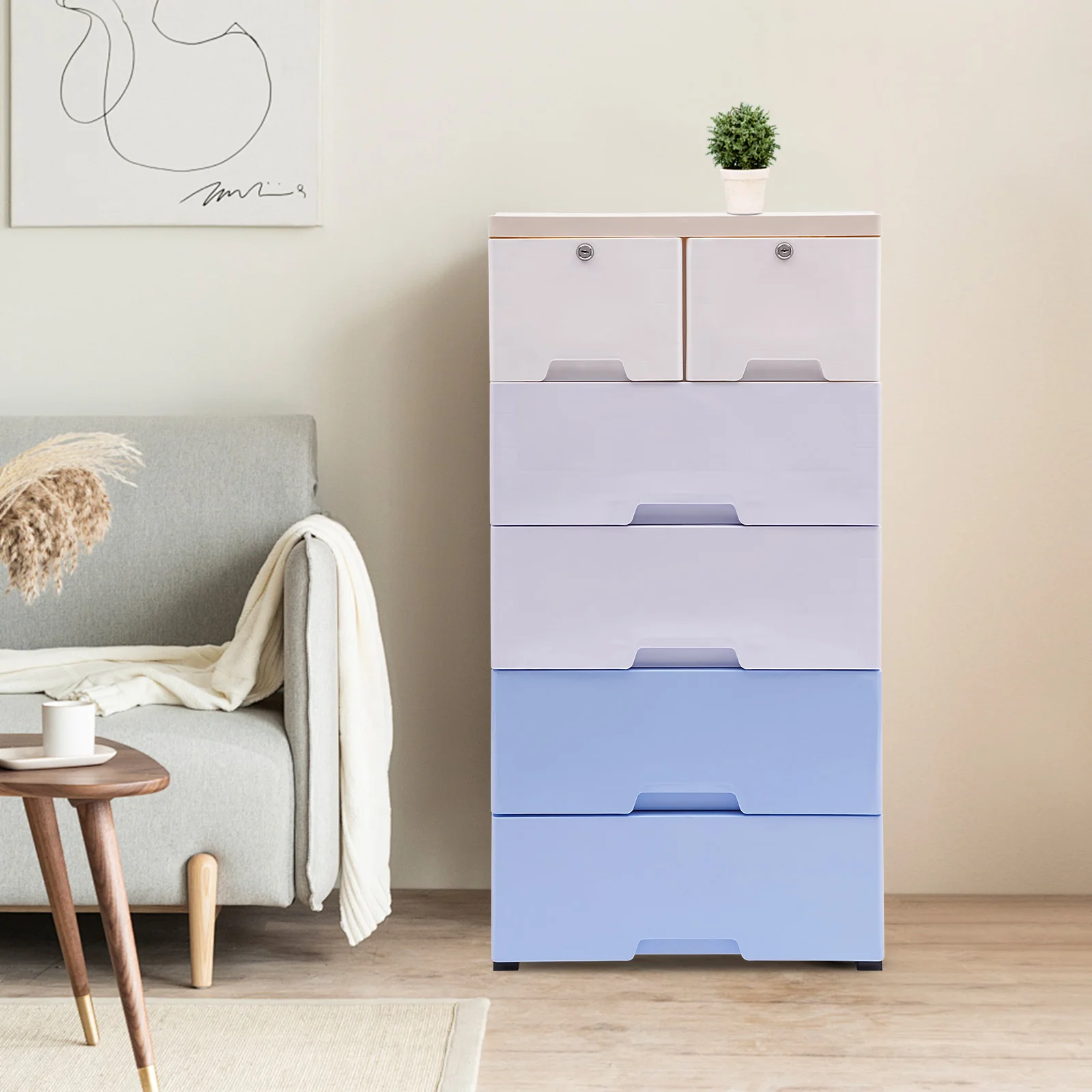 Plastic Drawers Dresser, Storage Cabinet with Drawers, Closet Drawers Tall Dresser Organizer, 6-Story Storage Cabinet