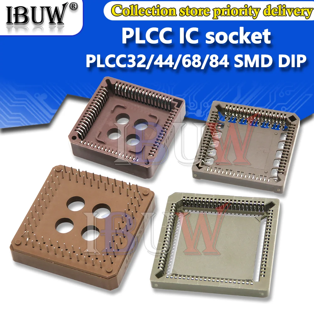 5PCS PLCC IC socket PLCC32 PLCC44 PLCC68 PLCC84 SMD DIP PLCC Socket adapter