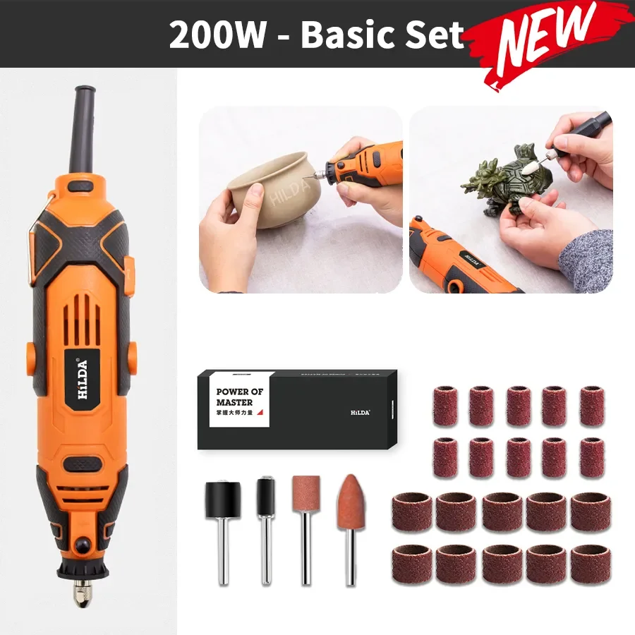 HILDA 200W Engraving Machine Drill Engraving Cone Grinding Engraving Polishing Rotating Tool New Variable Speed Mini Drill