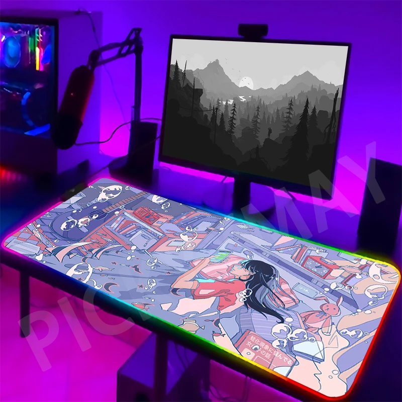 Pixel Design Large RGB Gamer Mousepad Mouse Mat Gaming Mousepads LED Keyboard Mats Luminous Desk Pads Mouse Pad For PC