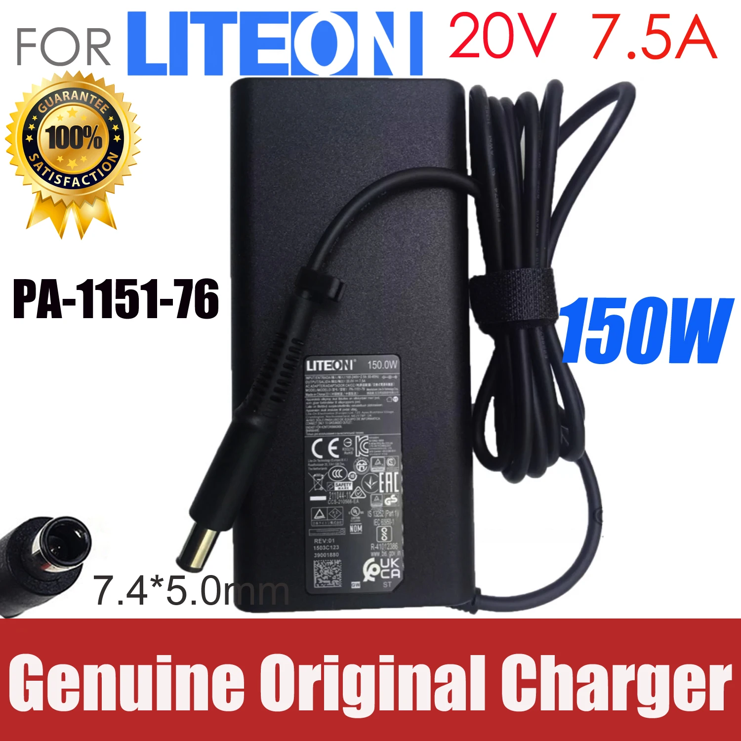 Original LITEON 20V 7.5A Laptop AC Adapter PA-1151-76 150W Charger Power Supply 7.4x5.0mm Genuine