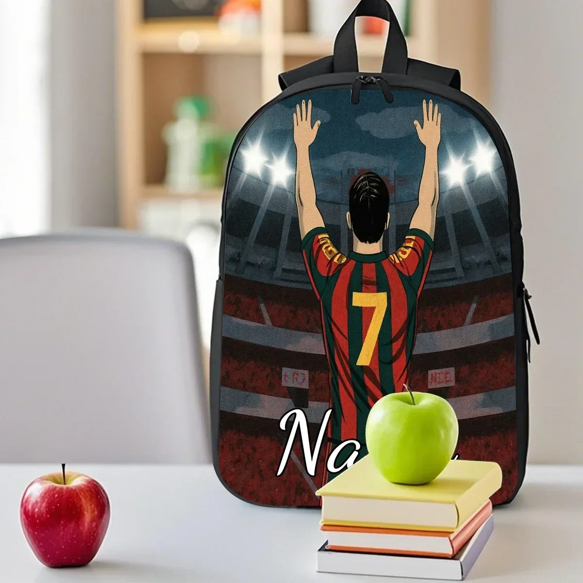 Custom Bag 1pc, Customizable Football Jersey Backpack With Name Personalization, Large Capacity 17-Inch Casual Backpack