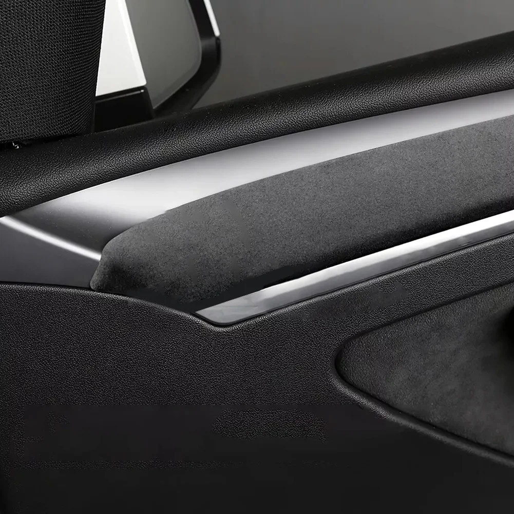 

2PCS Car Interior Door Panel Cover Trim Suede Black For Tesla Model 3 Y 2017-2022 Interior Decoration